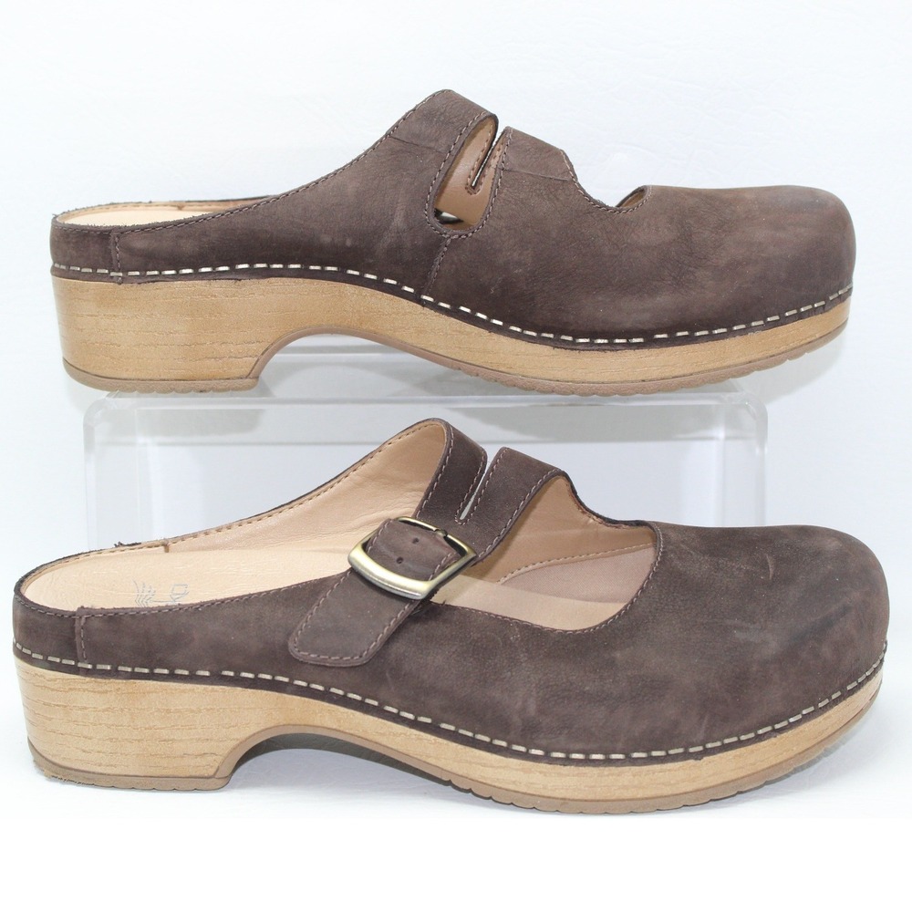 Dansko Brown Nubuck Leather Mary Jane Clogs Mules 39 9422451600